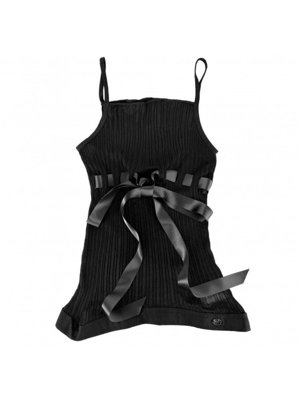 Chanel Top Ribbon Tank Top Camisole 38 Black Rayon Summer